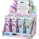 SANITIZER + MOISTURIZER SOOTHING HAND CREAM LAVENDER & COCONUT (12 Units) / Item# BT-118LA