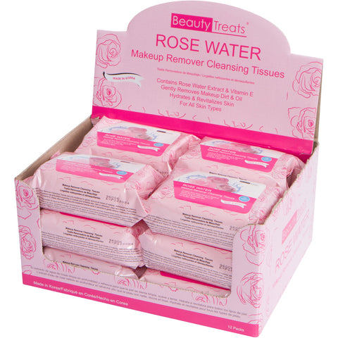 ROSE WATER MAKEUP REMOVER CLEANSING TISSUES (12 Units) / ITEM# BT-120RW