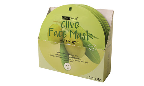 MASCARILLA FACIAL CON COLÁGENO OLIVA (12 Unidades) / Artículo BT-214-OL